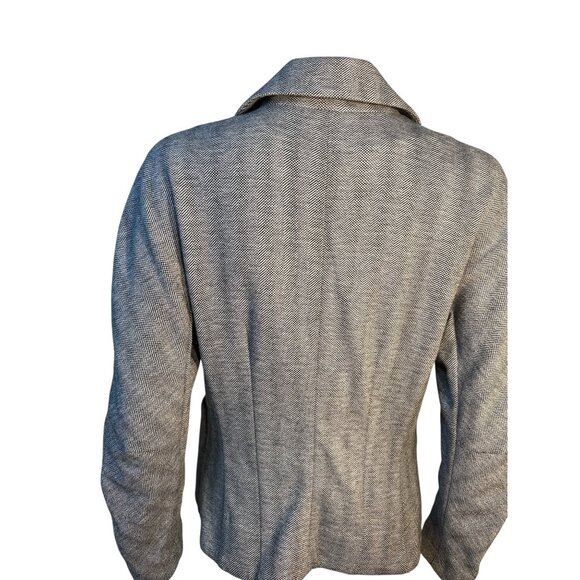 MM. Lafleur Womens Herringbone Blazer Sz 8 Gray Wool Blend Tailored Jacket  NWT - Picture 5 of 8
